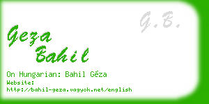 geza bahil business card